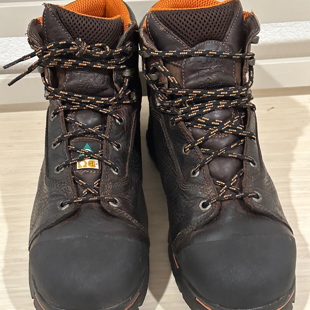Timberland PRO Mens Endurance Brown Soft Toe Work Boot Sz 14 Used - Picture 2 of 5